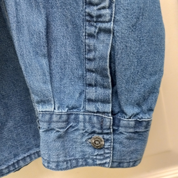 Vintage Halloween Denim Button Up Shirt Embroidered Spiders Grandmacore XL FLAW - Picture 6 of 13